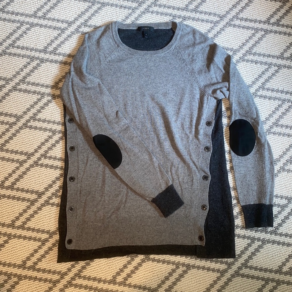 JCREW Two-Toned Gray Sweater with Elbow Patches